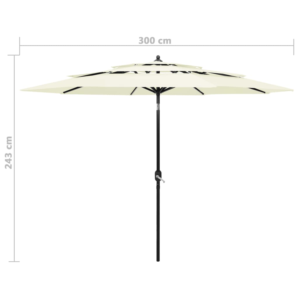 Parasol à 3 niveaux avec mât en aluminium Sable 3 m - 8