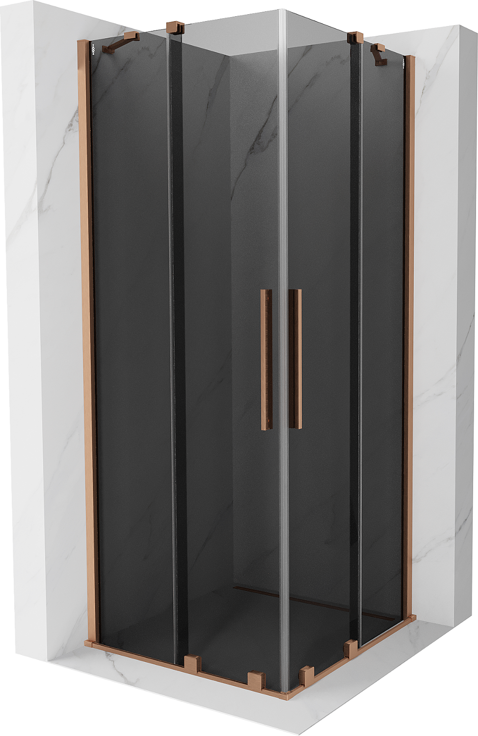 Mexen Velar Duo kabina prysznicowa rozsuwana 80 x 80 cm, grafit, miedź szczotkowana - 871-080-080-42-65