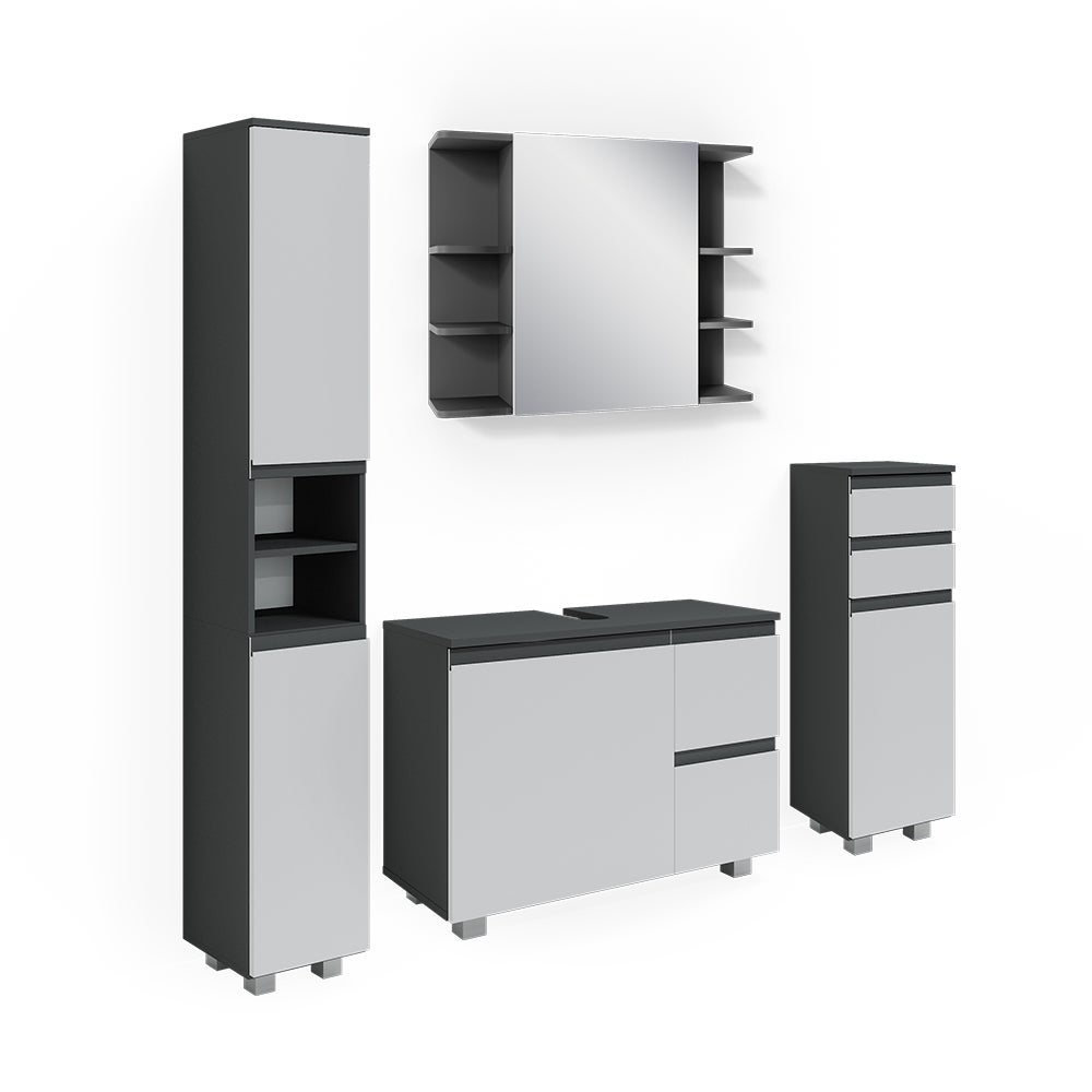 Vicco Zestaw mebli łazienkowych J-Shape, Antracyt, 4 części