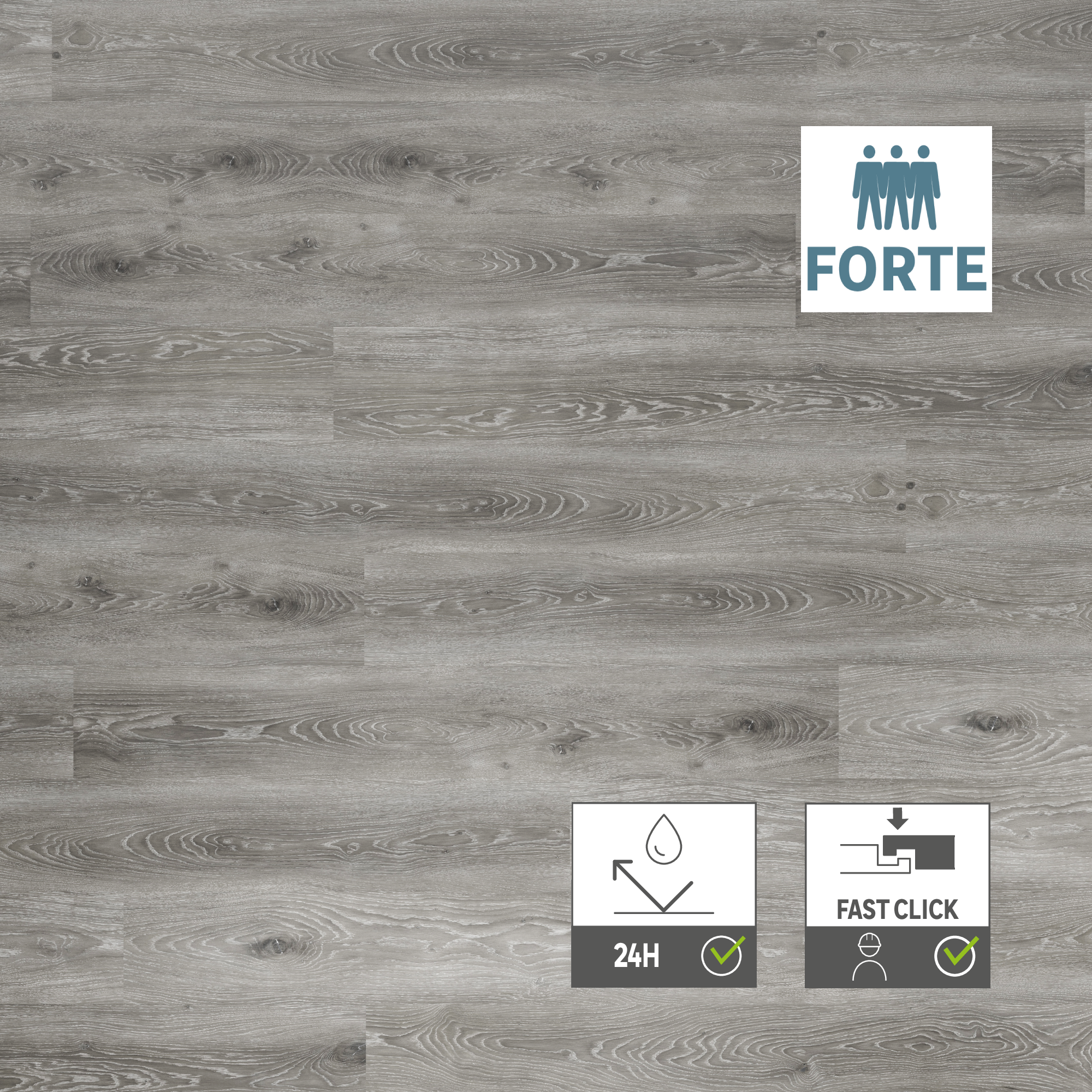 ARTENS - Lames PVC à clipser forte XL avec sous-couche intégrée - Effet bois gris - Epaisseur 5 mm - 1,76 m²/ 8 lames - LEIRVIK - 3