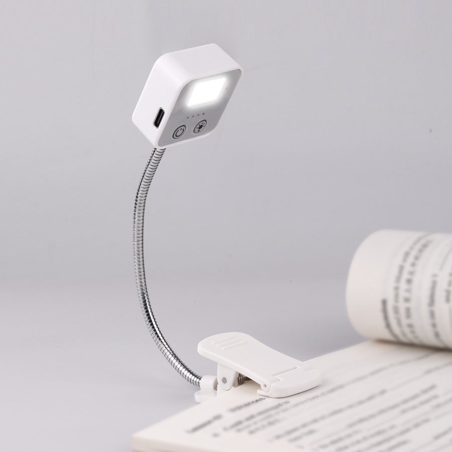 Ładowalna lampka LED do czytania, ładowalna lampka LED do czytania, trzy kolory, biała