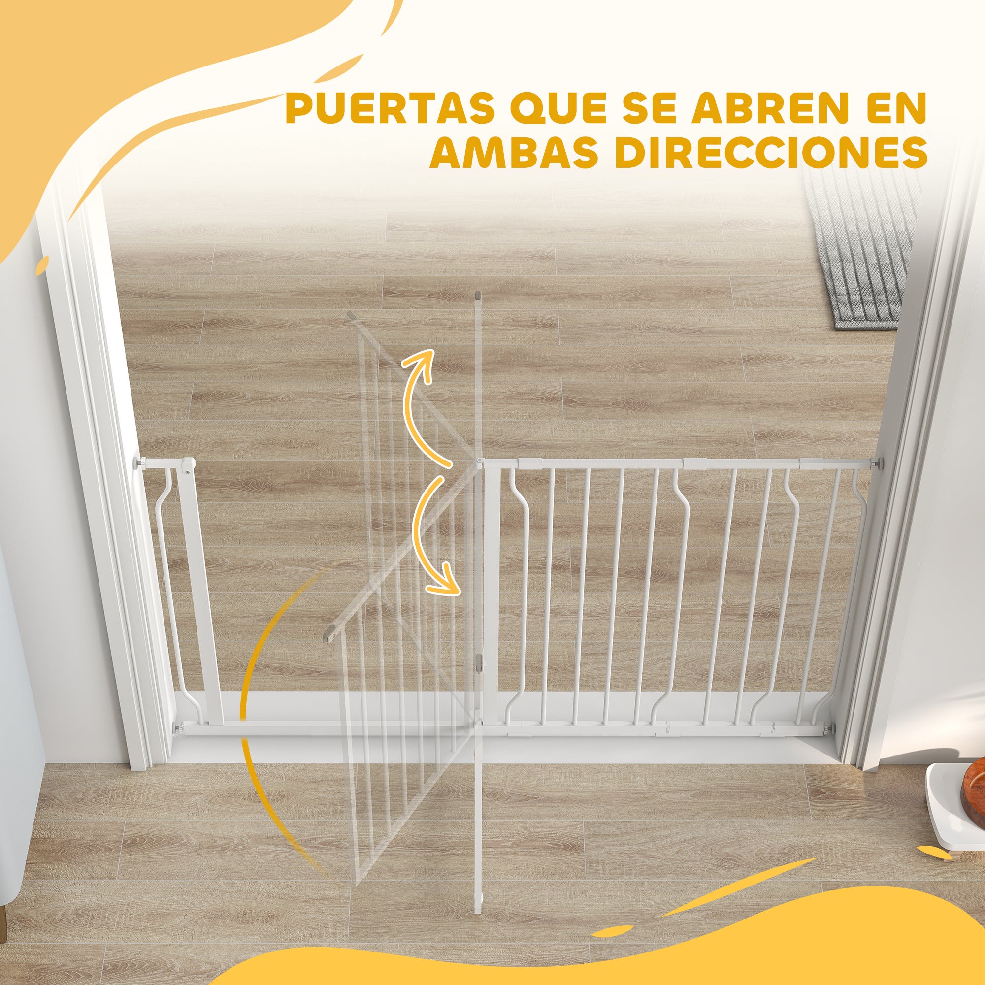 Barrera de Seguridad PawHut Acero, ABS Blanco 145x3,8x76 cm - 4