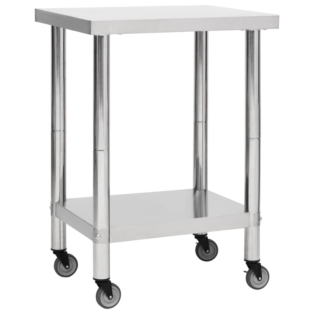 Maison exclusive - mesa de trabajo para cocina con ruedas acero inox 60x45x85 cm