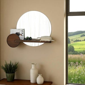 Petit miroir mural bois avec étagère | MIROIR FRANCE