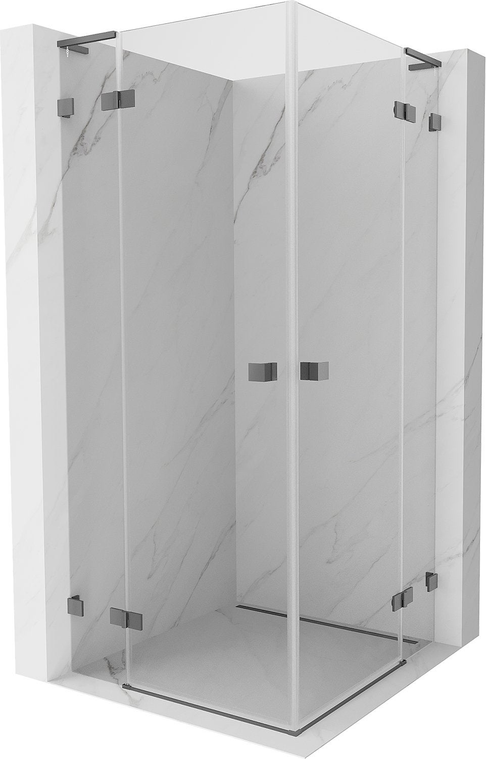 Mexen Lunar L Duo kabina prysznicowa uchylna 90 x 90 cm, transparent, gun metal - 834L-090L-090P-95-00
