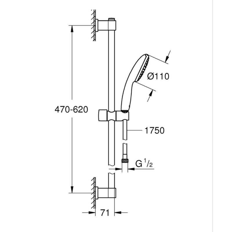 Mitigeur bain mécanique GROHE Bauloop avec ensemble de douche GROHE Vitalio Start - 4