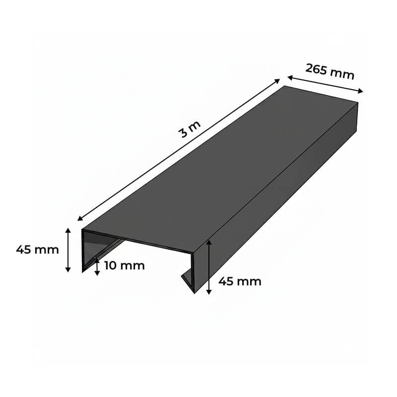 Couvertine 3m en acier 75/100ème pour muret- gris anthracite RAL7016 - 265mm - 3