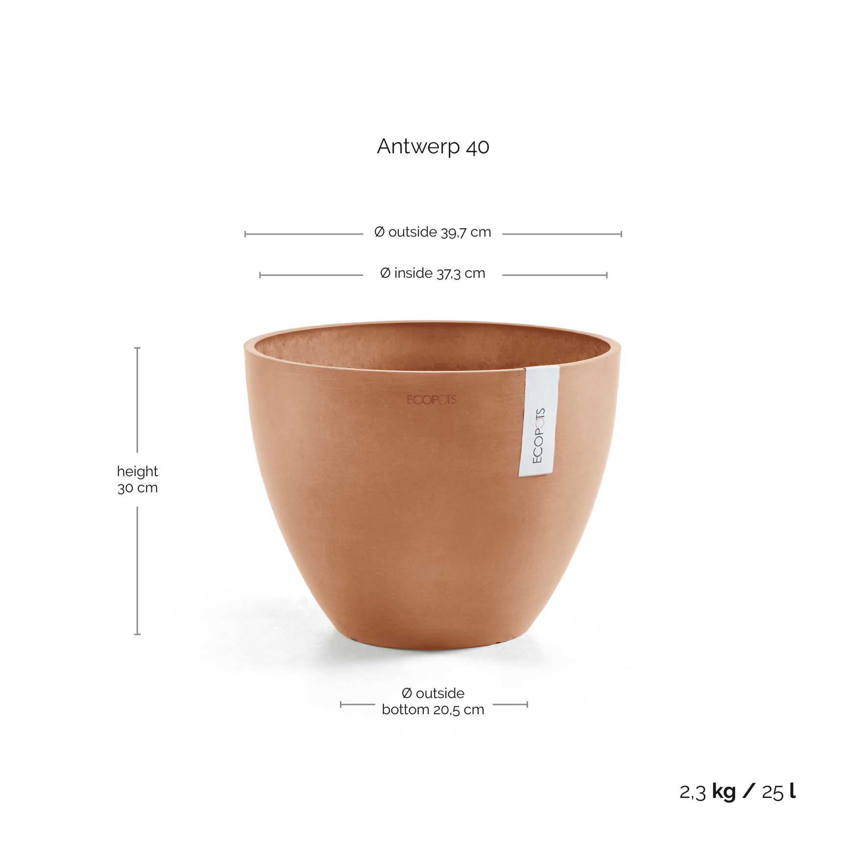 Soucoupe ronde Ecopots 20 pour pot de fleurs - L 18 cm x l 18 cm x H 2,5 cm - Taupe - Intérieur et extérieur - 3