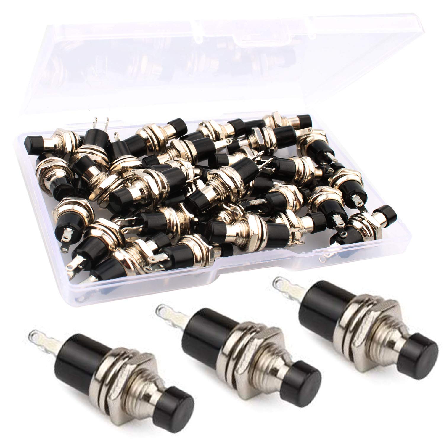 Lot de 30 mini-interrupteurs à bouton-poussoir momentanés noirs de 7 mm ...