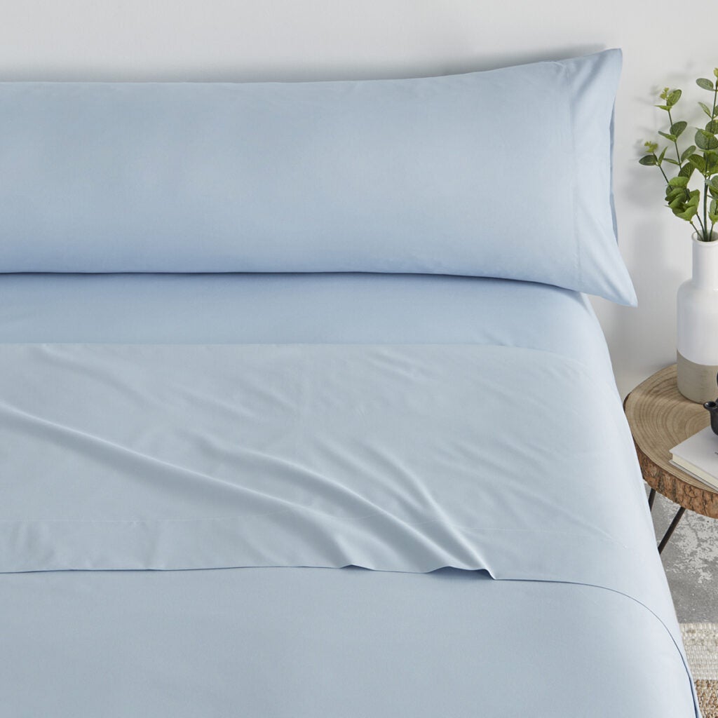 Juego de sábanas 3/4 piezas extrasuave microfibra azul celeste 105cm donegal collections