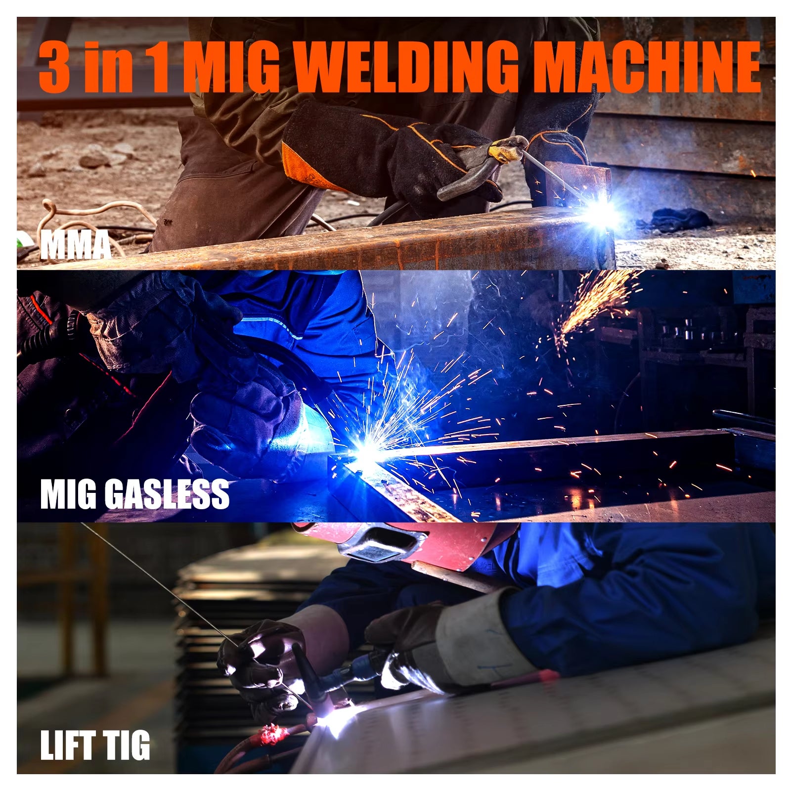 Saldatrice MIG 3 In 1 MIG-270 220V – Multifunzione Con Display LED, 20-250A, Ciclo 60%. Salda MIG (anche Senza Gas), TIG E MMA. Perfetta Per Officina, Hobbisti E Lavori Su Metallo, Acciaio, Rame. - 6
