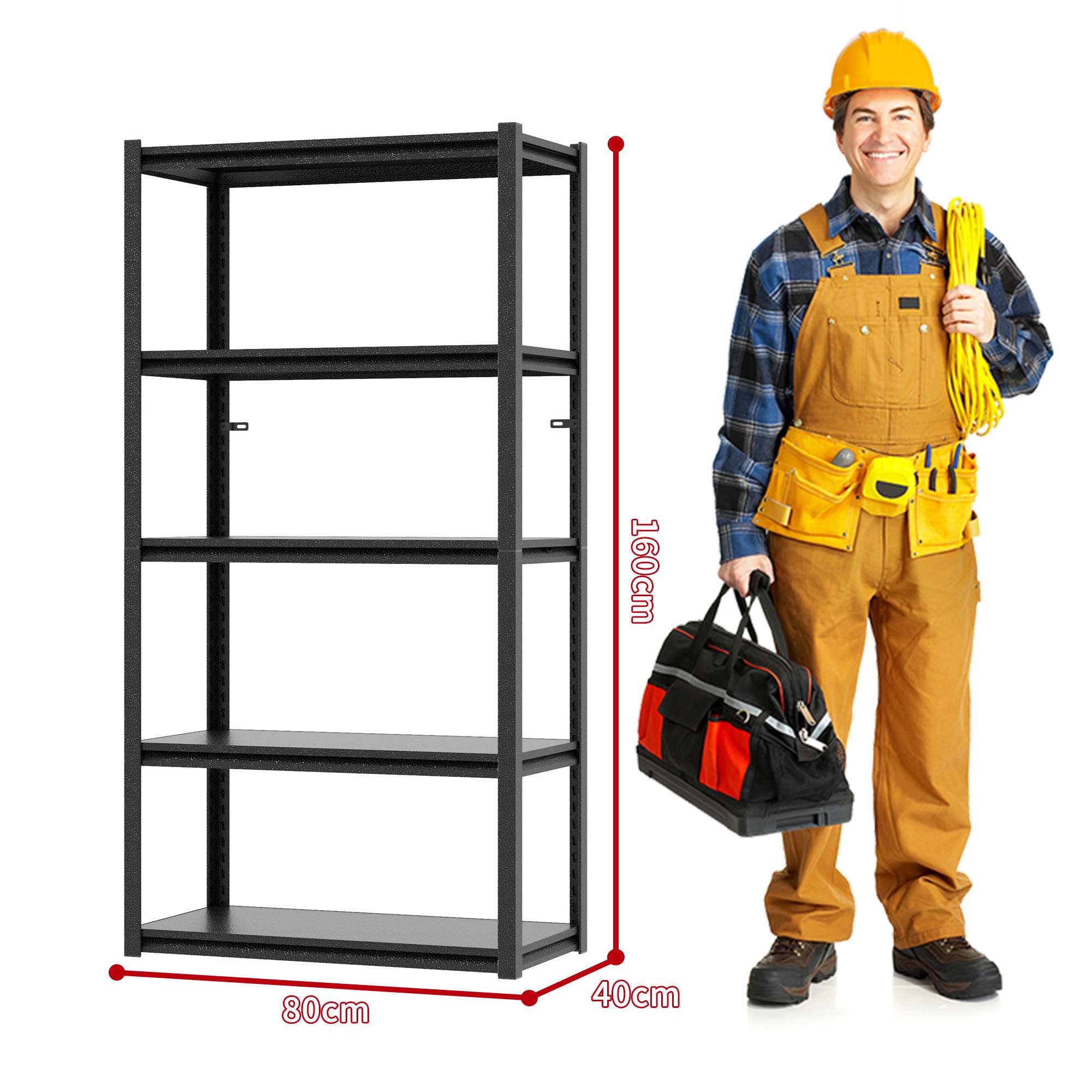 Étagère Métallique 5 Niveaux H160cm – Capacité 650kg, Réglable en Hauteur, Sans Bois pour Garage et Maison - 2