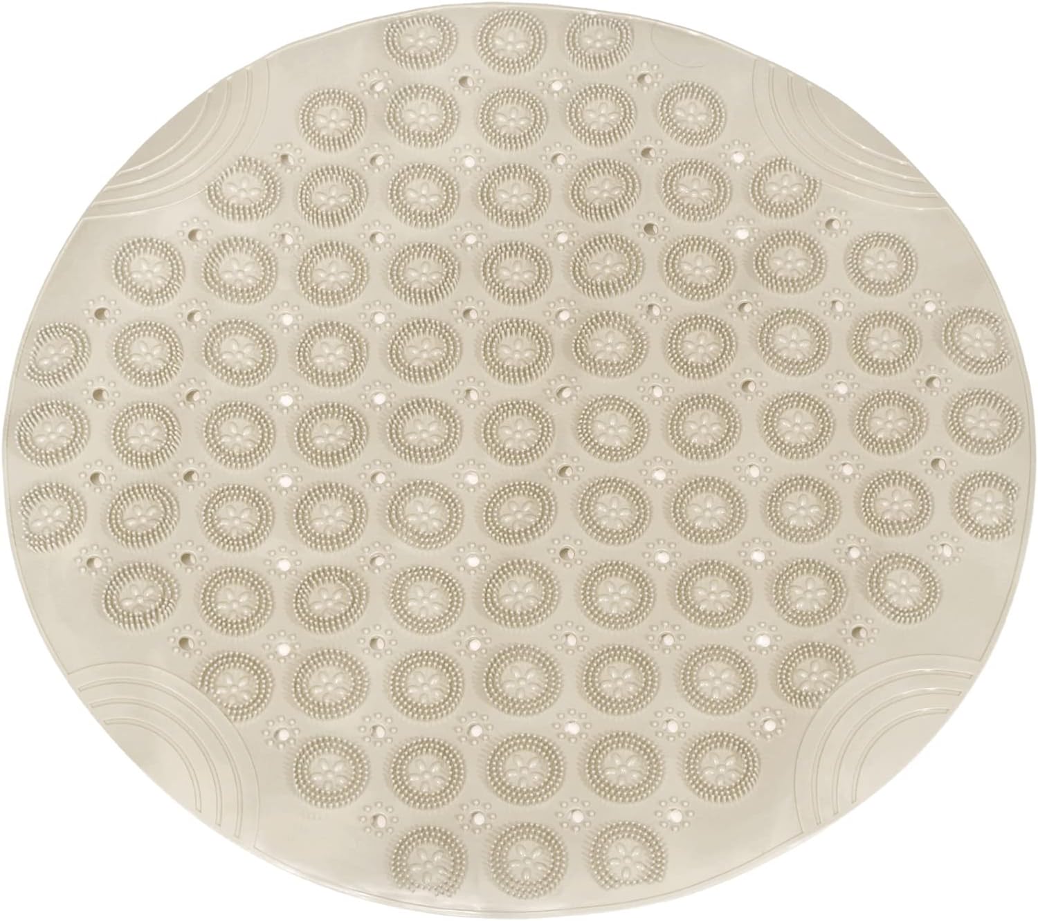 Mata prysznicowa do wanny, 55 x 55 PVC, antypoślizgowa, okrągła, z otworami odpływowymi, z przyssawkami do wanny, khaki