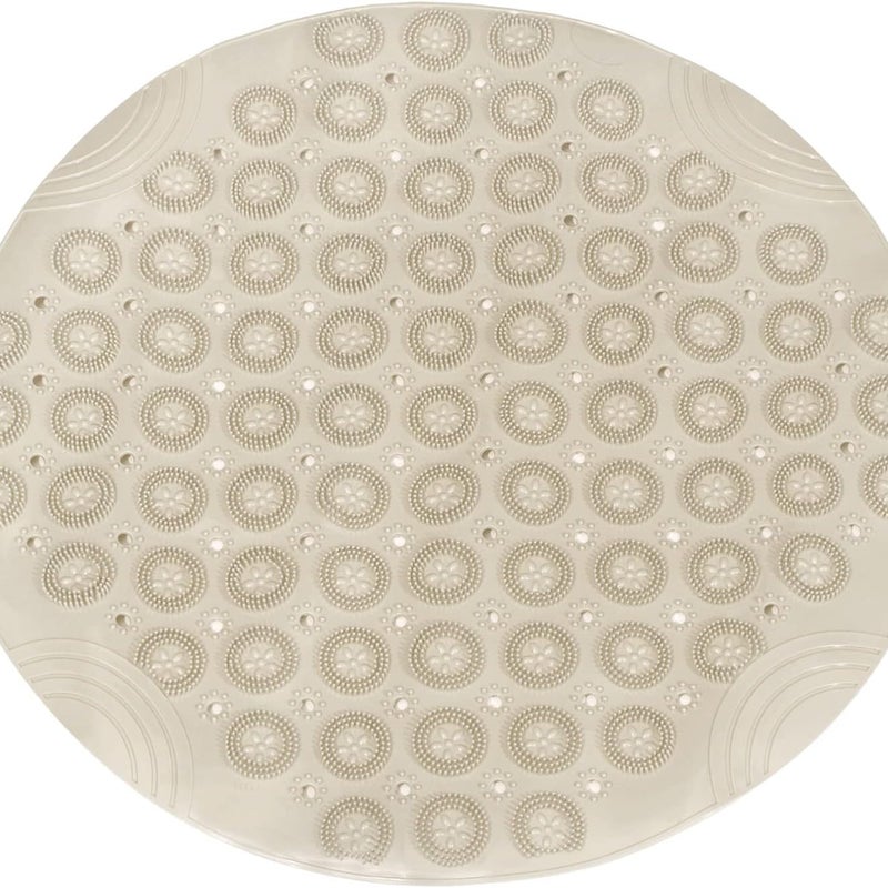 Mata prysznicowa do wanny, 55 x 55 PVC, antypoślizgowa, okrągła, z otworami odpływowymi, z przyssawkami do wanny, khaki