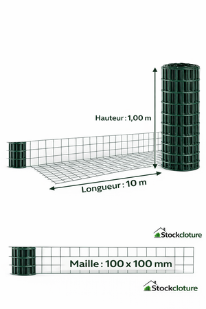 Grillage Poulailler Maille 12x12mm Noir 1m X 20m - Acier Galvanisé PVC Protection Jardin Volière