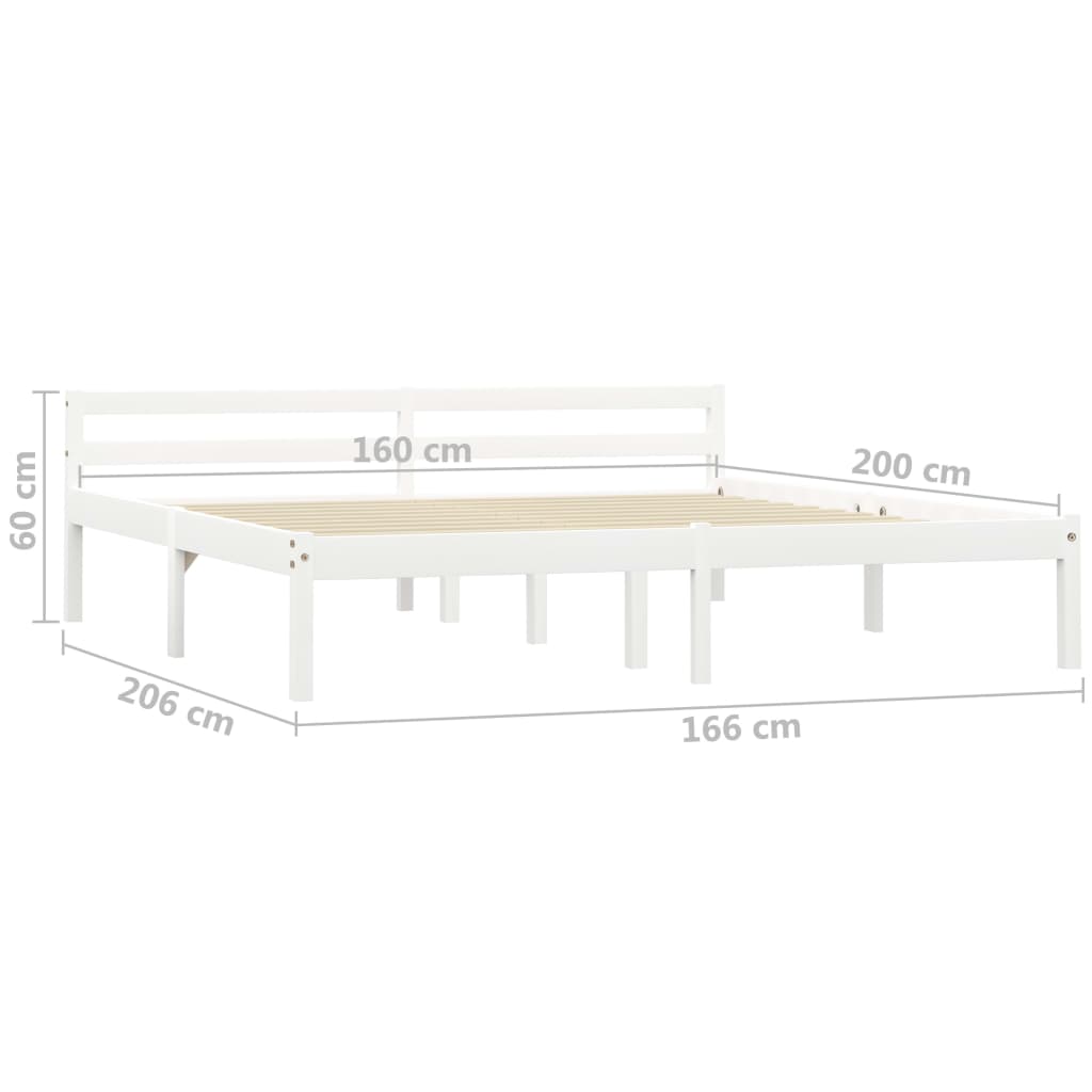 Cadre de lit sans matelas blanc bois de pin massif 160 x 200 cm - 7