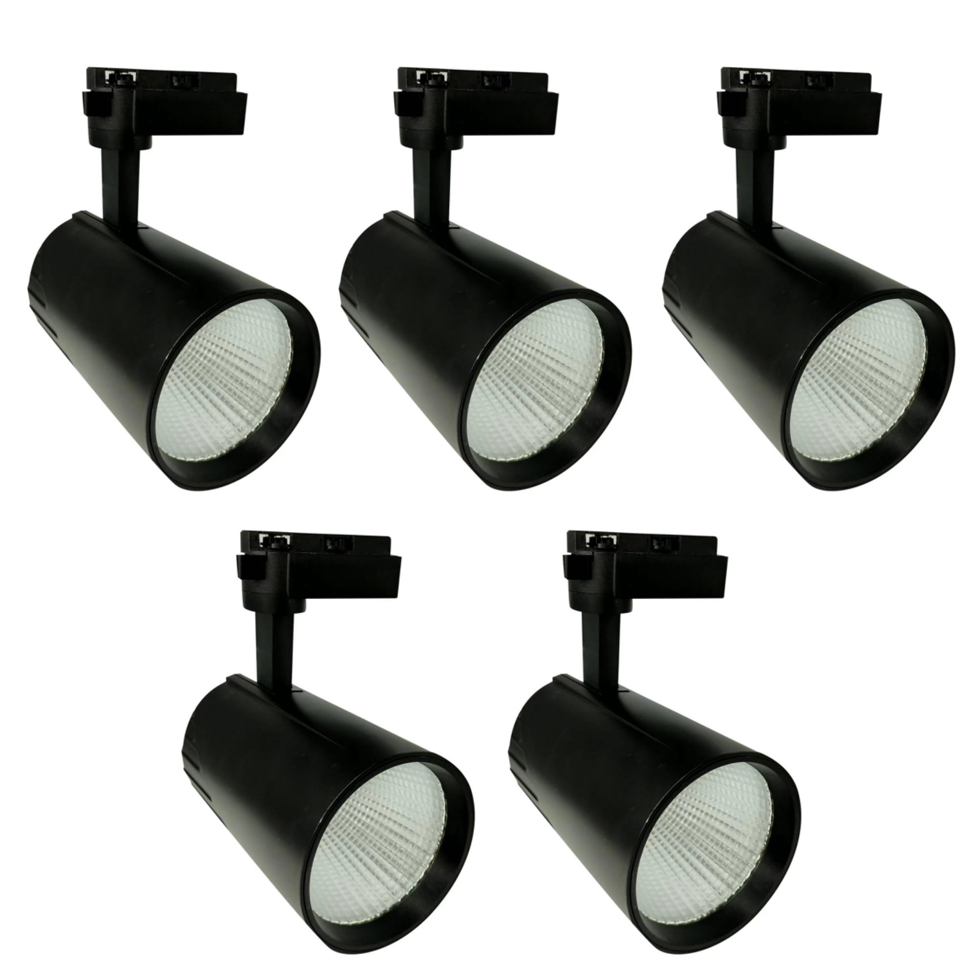 Pack 5 Spots LED Sur Rail Monophasé 30W 80° Compact Noir - Blanc Neutre 4000K/5500K, Orientable, SILAMP - Éclairage Commercial Puissant