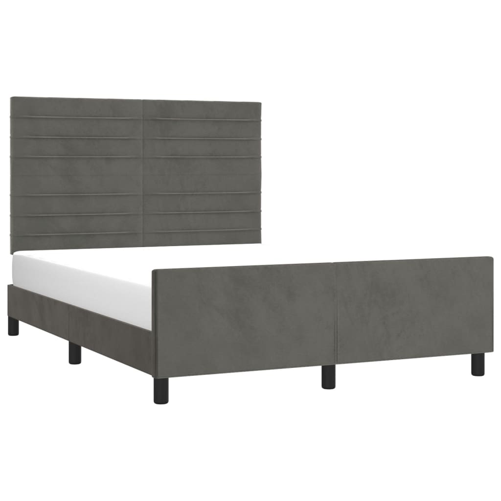 Cadre de lit sans matelas gris foncé 140 x 200 cm velours - 3