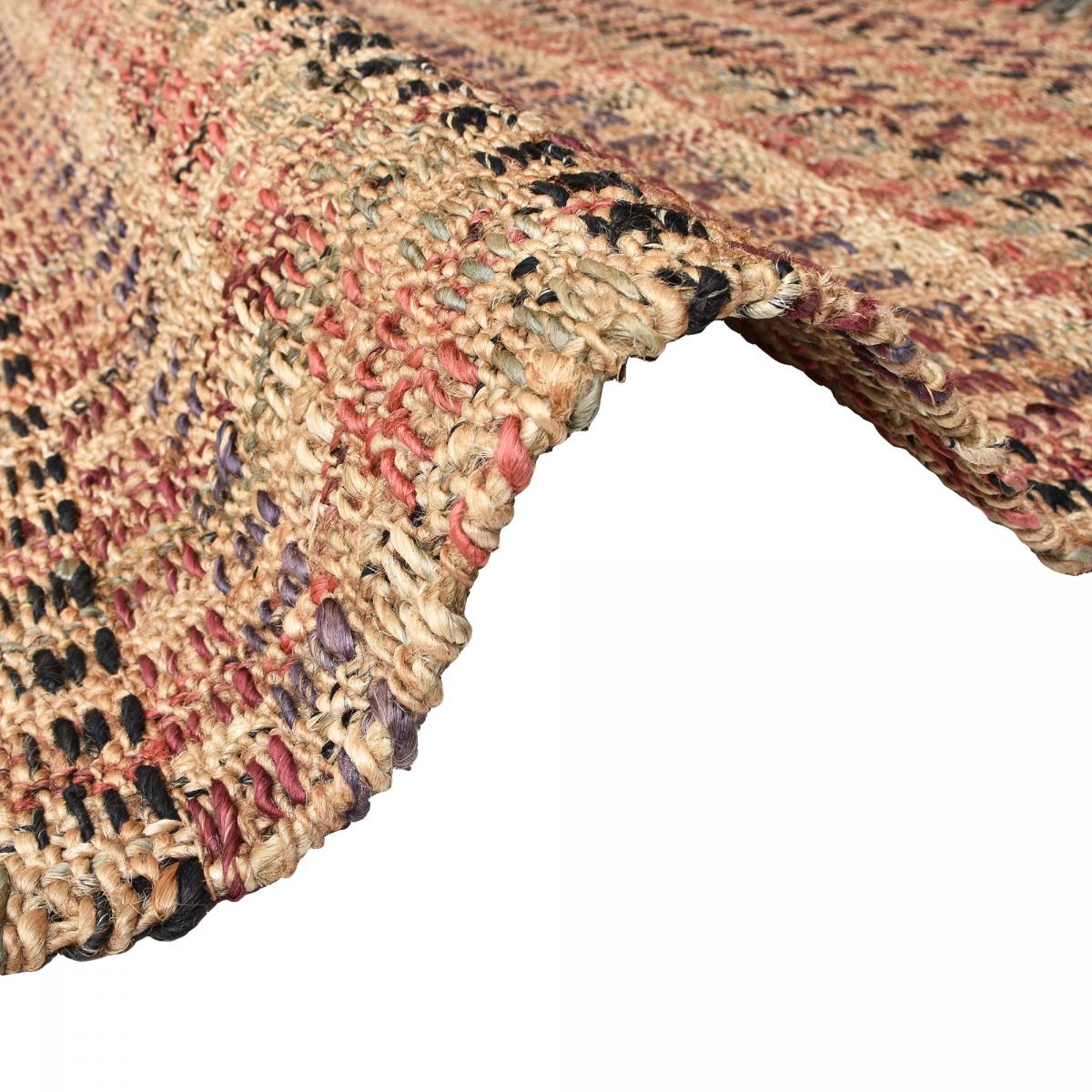 Tapis jute 120x170 fait à la main beige et bordeaux SQUARE - 8