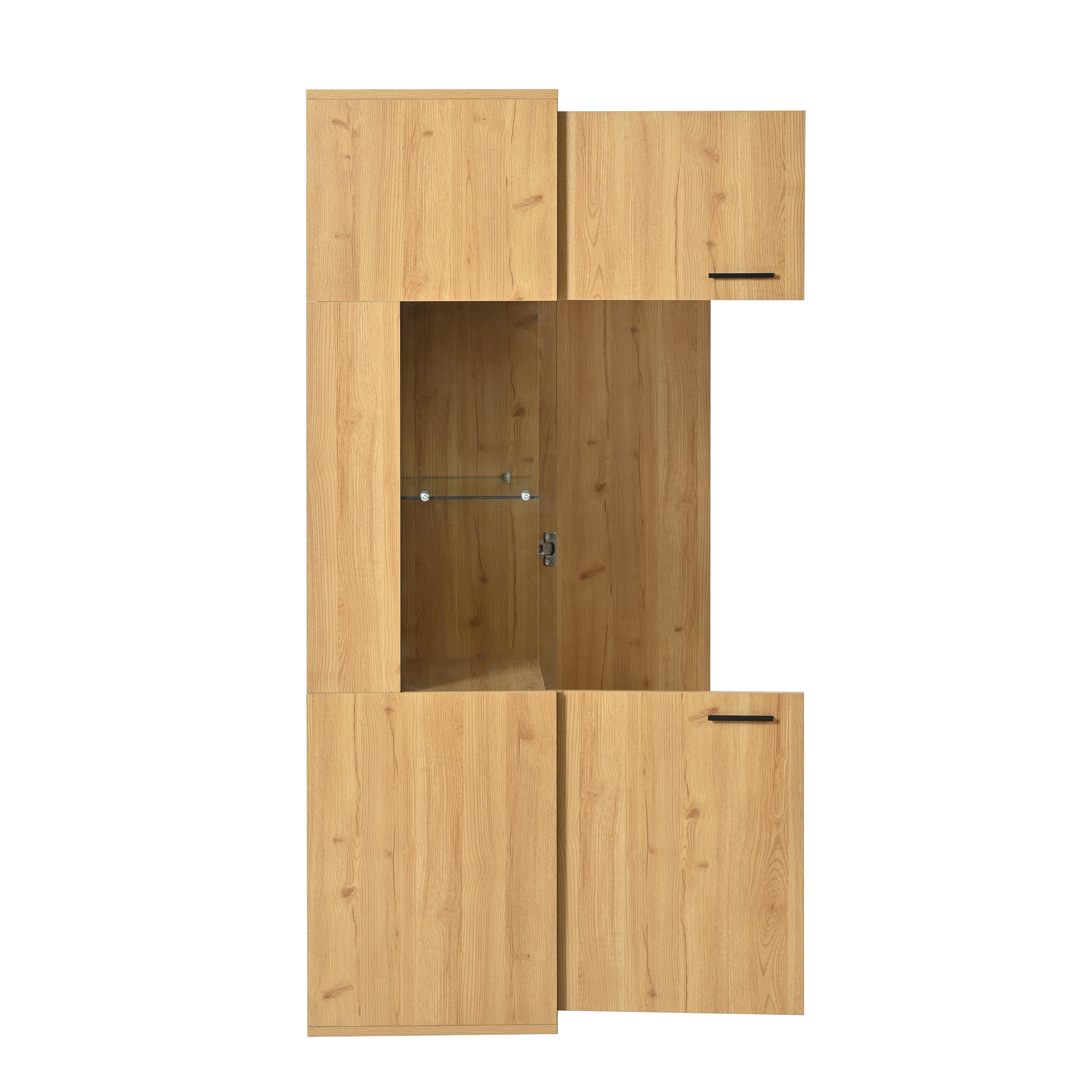 Vetrina in stile scandinavo con LED - 3 ante 8 scomparti - Naturale - 8