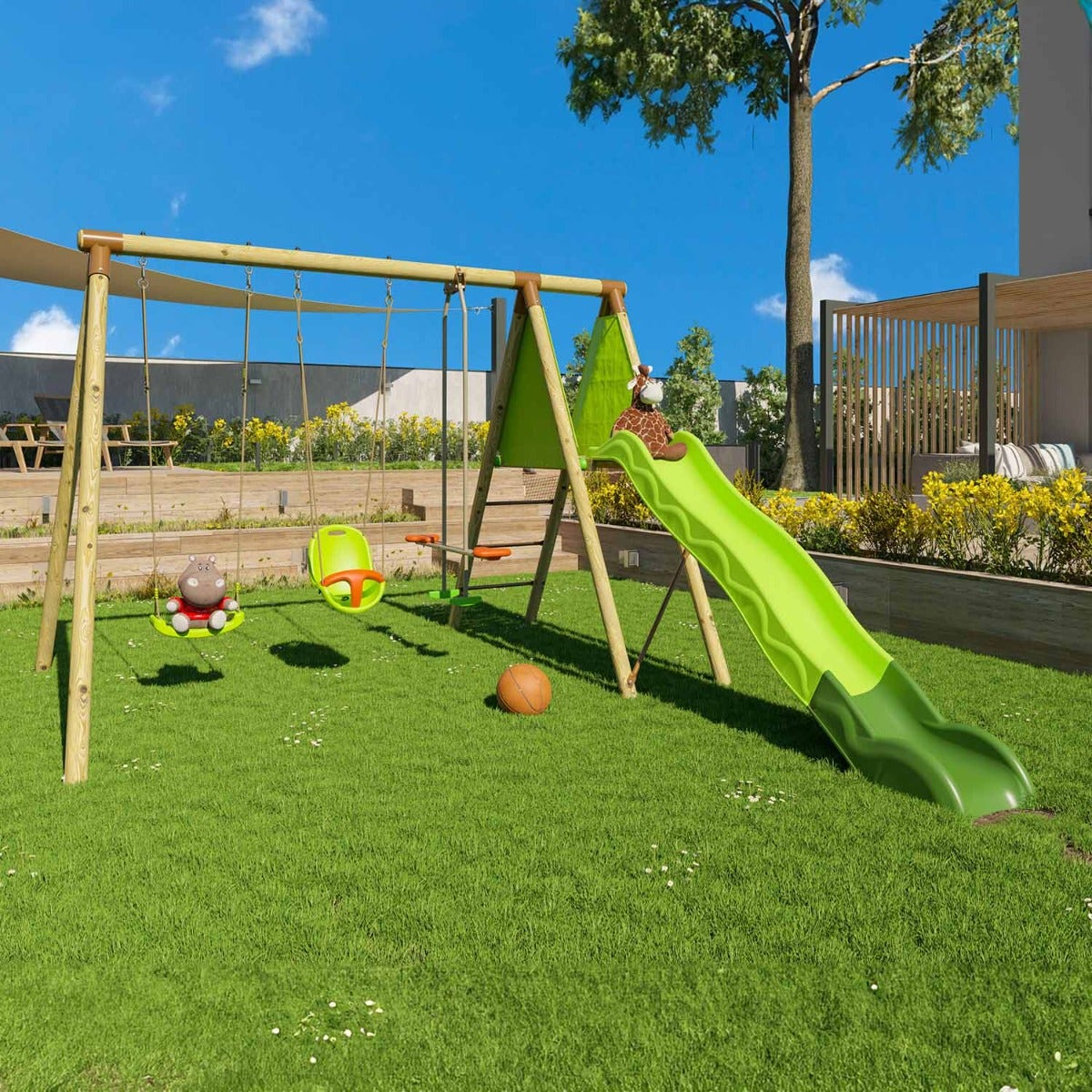 Station de jeux en bois 2,30 m Topwood OLVI - 6 enfants - 2