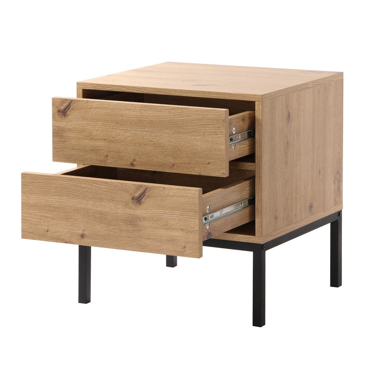 Comodino con 2 cassetti, decorazione rovere, altezza 50 cm - LENNY - 5