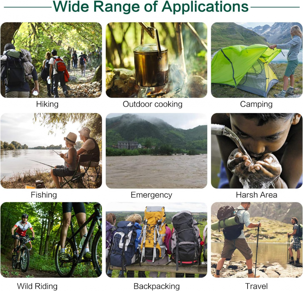 Filtro per acqua di sopravvivenza da 4000 litri - Filtro per acqua di sopravvivenza per campeggio e attività all'aperto - Cannuccia con filtro persona - 9