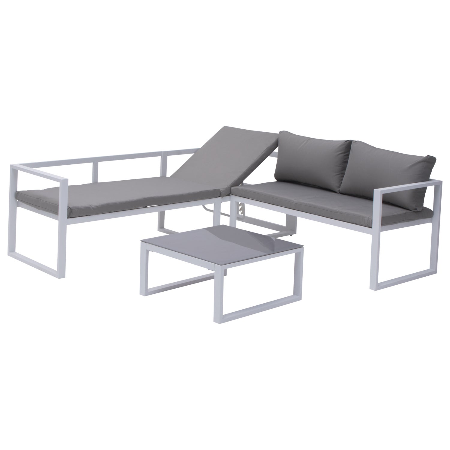 Salon de jardin modulable 7 places gris et blanc en aluminium IBIZA - 4