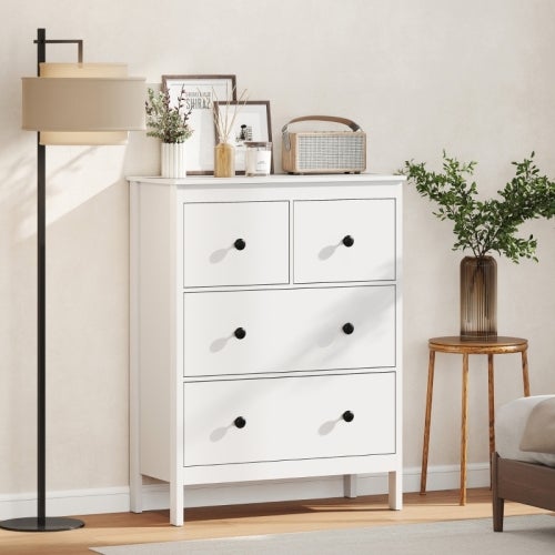 Commode à 4 tiroirs, pour vêtements et linge de lit, salon, chambre, couloir, panneaux de ...