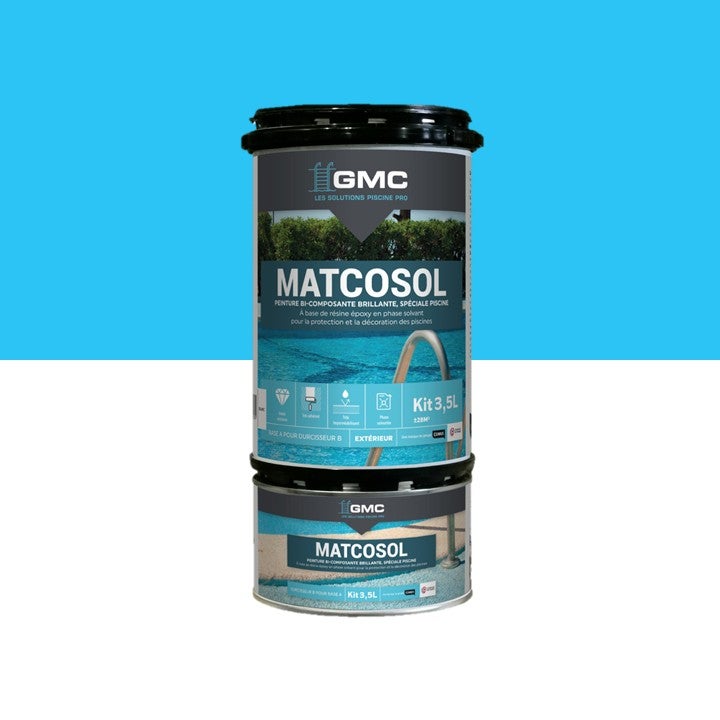 PEINTURE PISCINE MATCOSOL BLEU 3.5L- Résine epoxy bi- Composant grande résistance au chlore- GMC - 6