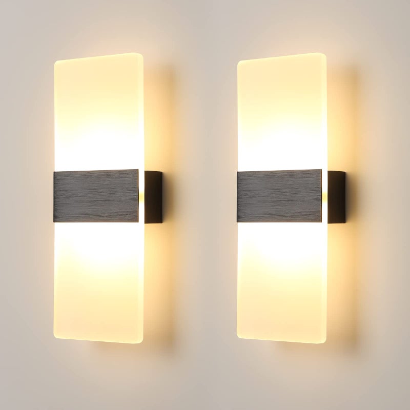 Zestaw 2 kinkietów LED, lampka nocna, kinkiet wewnętrzny, nowoczesne oświetlenie dekoracyjne, ciepłe światło 3000 K