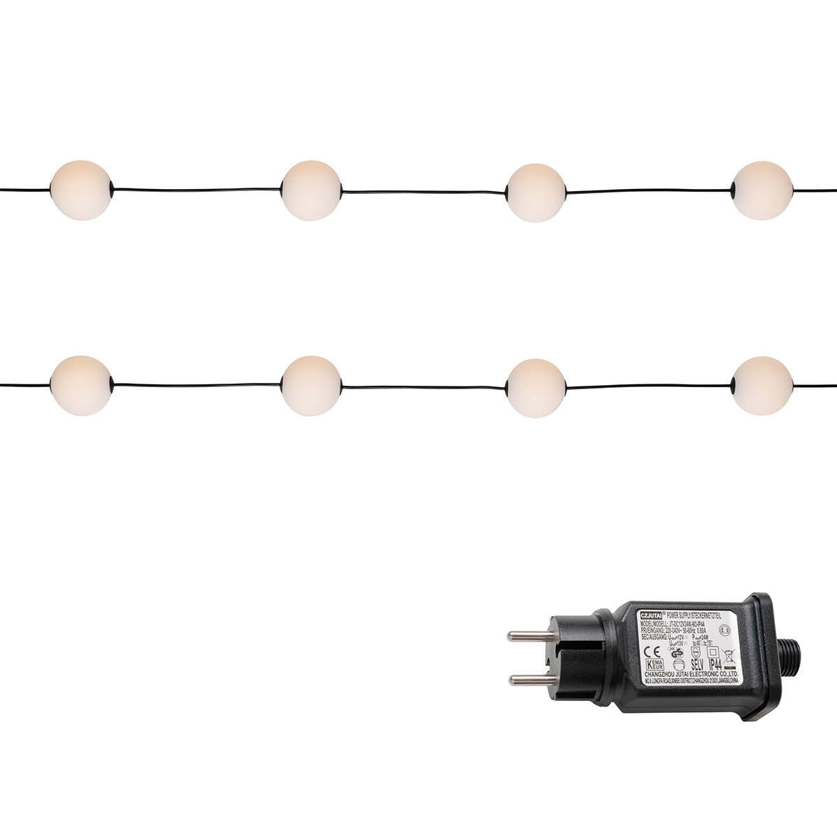 Qazqa nowoczesny łańcuch świetlny do ogród - Malai - biały, max. 12w, Integrated led, 800cm, IP67, okrągły, z 14 punktami