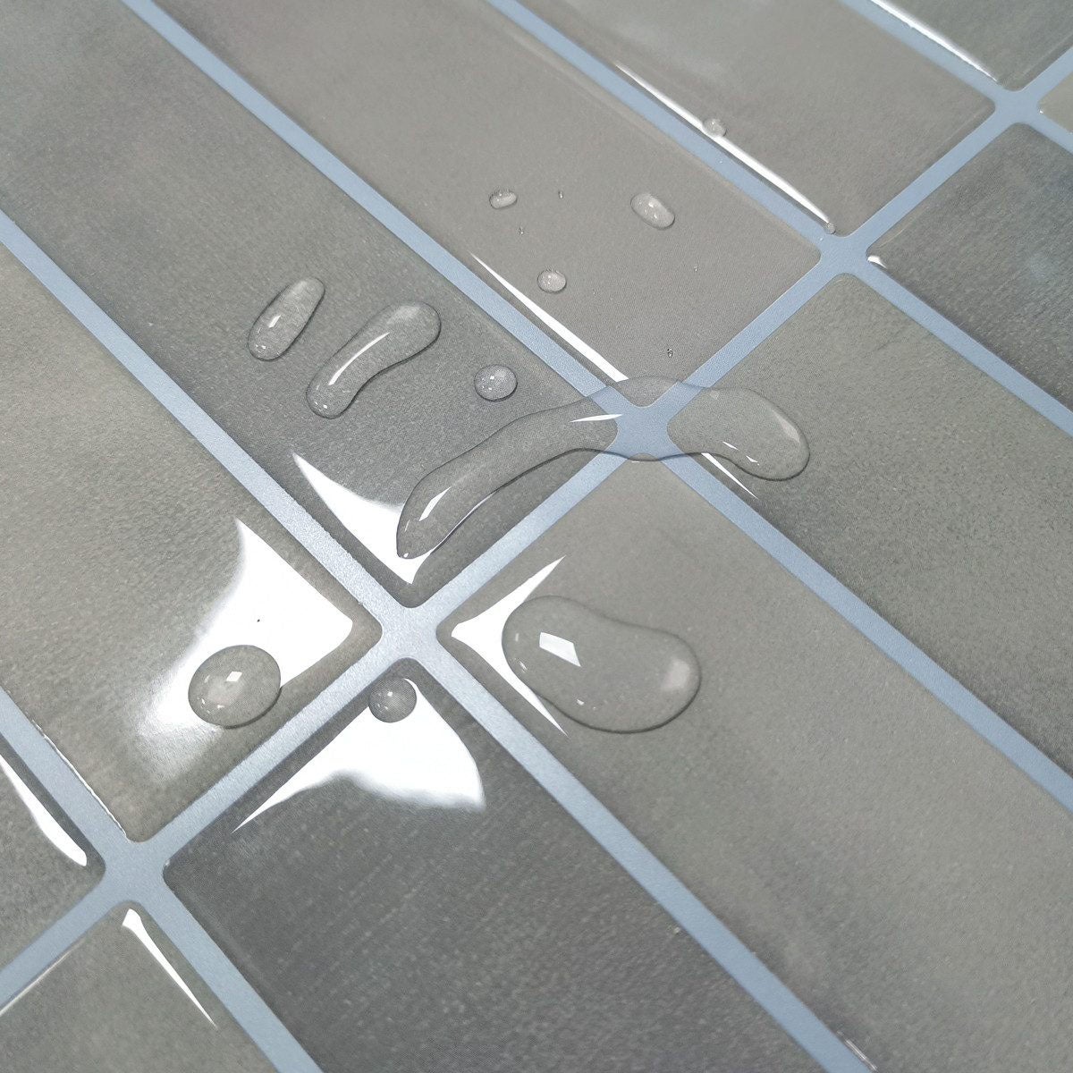 Lot de 10 crédences adhésives pour cuisine, salle de bain, carrelage mural, gris clair - 7