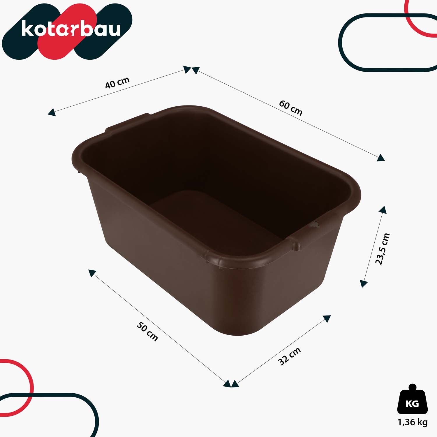 KOTARBAU® Bac à mortier rectangulaire pour jardin 45 L Marron Lot de 2 - 3