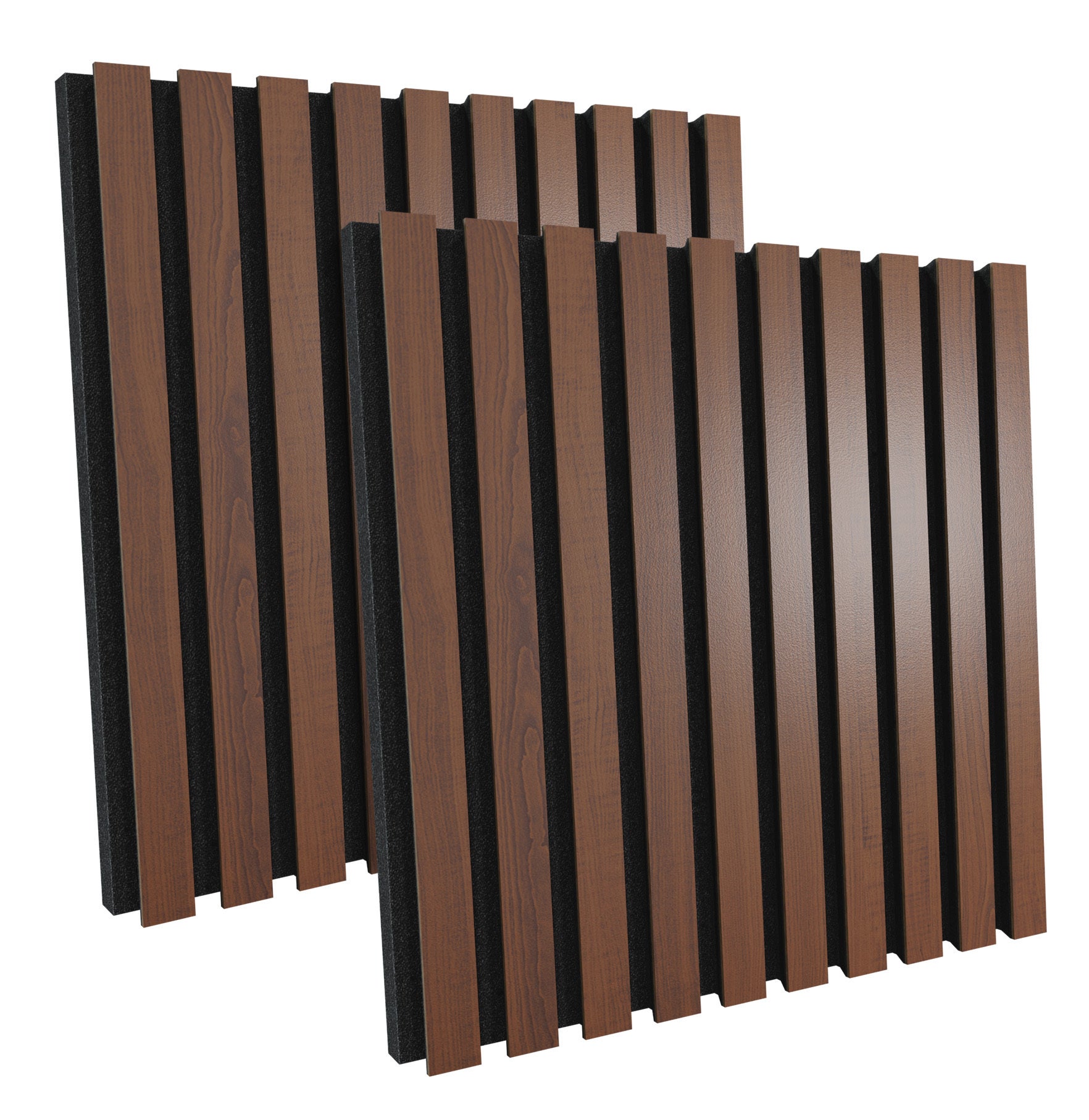 Lot de 4 Panneaux acoustiques insonorisants POLE 50x50x5 cm - 1 m² surf.totale - MDF perforé laminé et mousse acoustique - Noix - 4