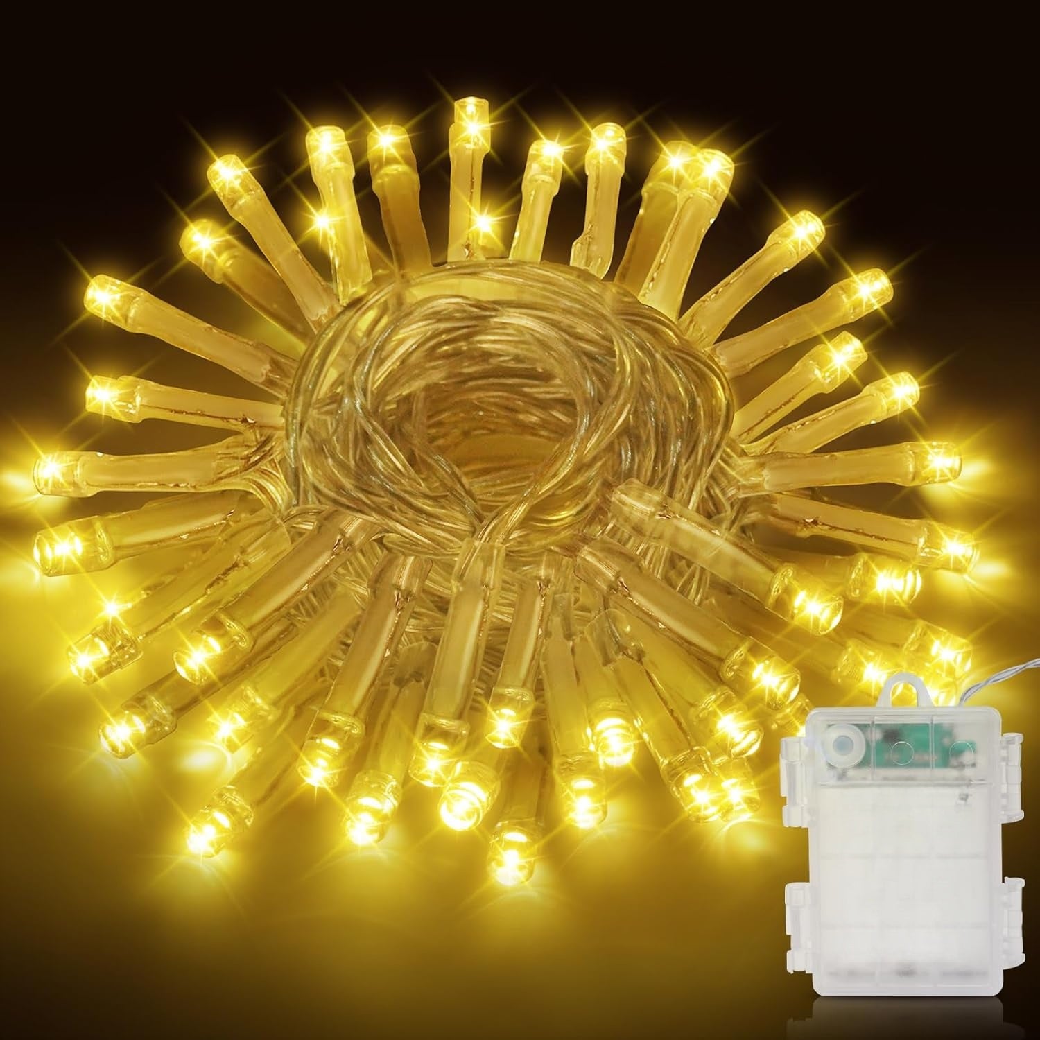 Zestaw 1-częściowy, ciepła biel, 6M 40LED, lampki świąteczne zasilane bateriami, lampki świąteczne do wewnątrz i na zewnątrz, na balkon, do ogrodu, do