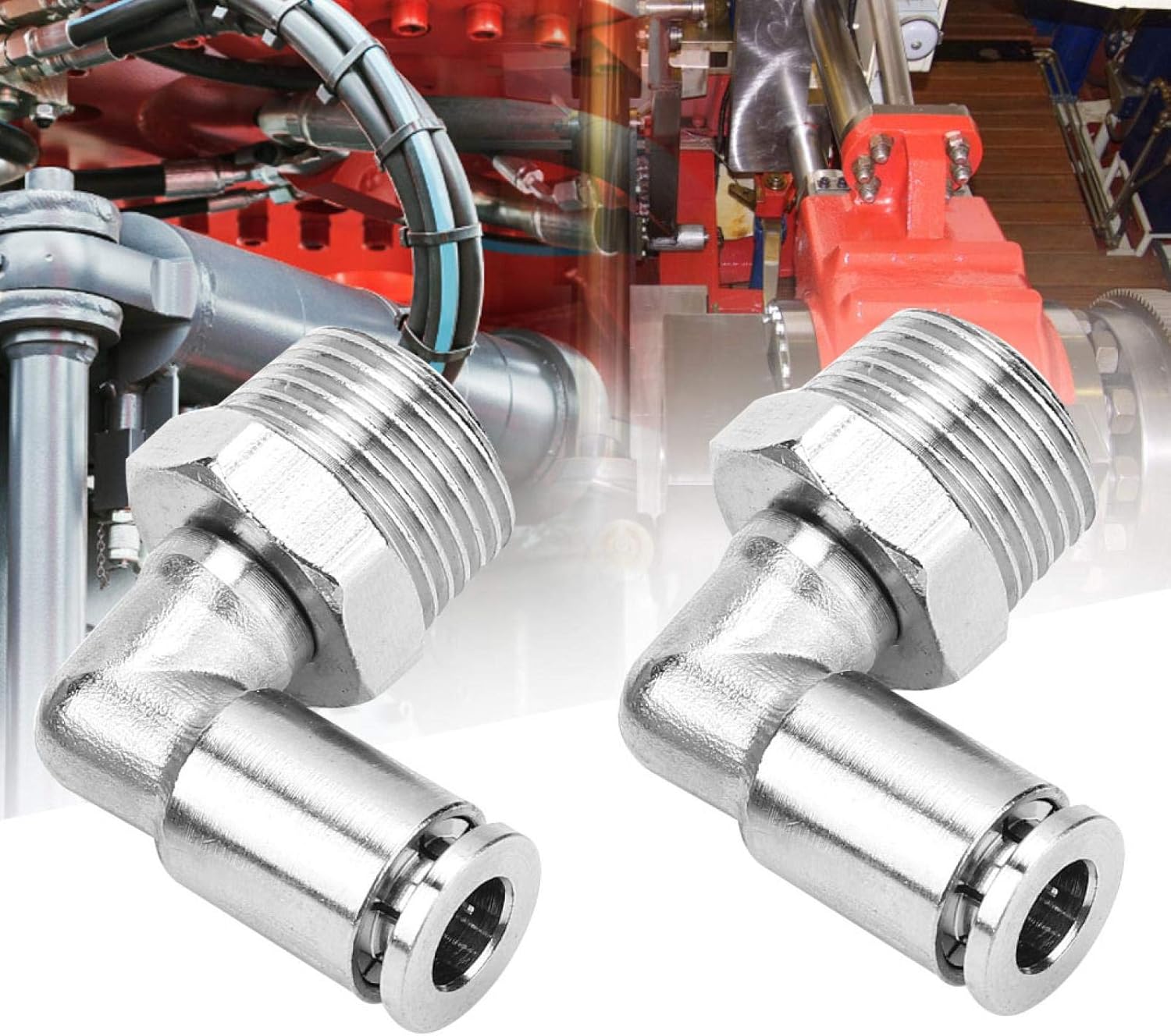 2 pièces tout-cuivre raccords de tuyau à connexion 6mm raccord rapide pneumatique + 90 degrés BSP filetage mâle(1/4