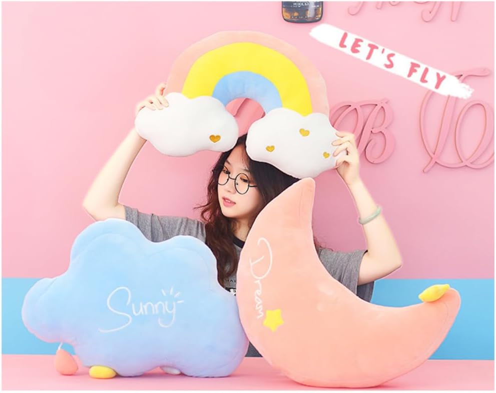 Coussin en forme d'arc-en-ciel, coussin en peluche douce de 45 cm pour décoration de chambre d'enfant, canapé, lit, voiture, coussin de nuque - 3
