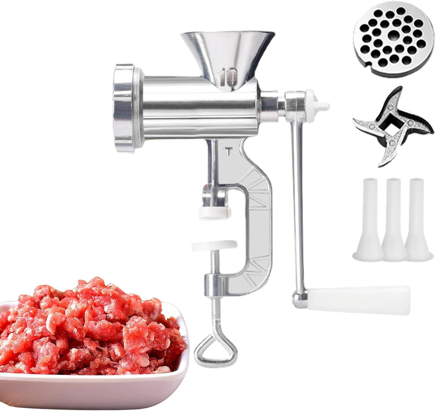 Hachoir à Viande Manuel, Mini Hachoir à Viande Manuel 500ml 3 Lames en Acier Inoxydable, Facile à Nettoyer Hachoir à Oignon Manuel pour Herbes, Persil, Légumes, Salade & Fruits (Rose