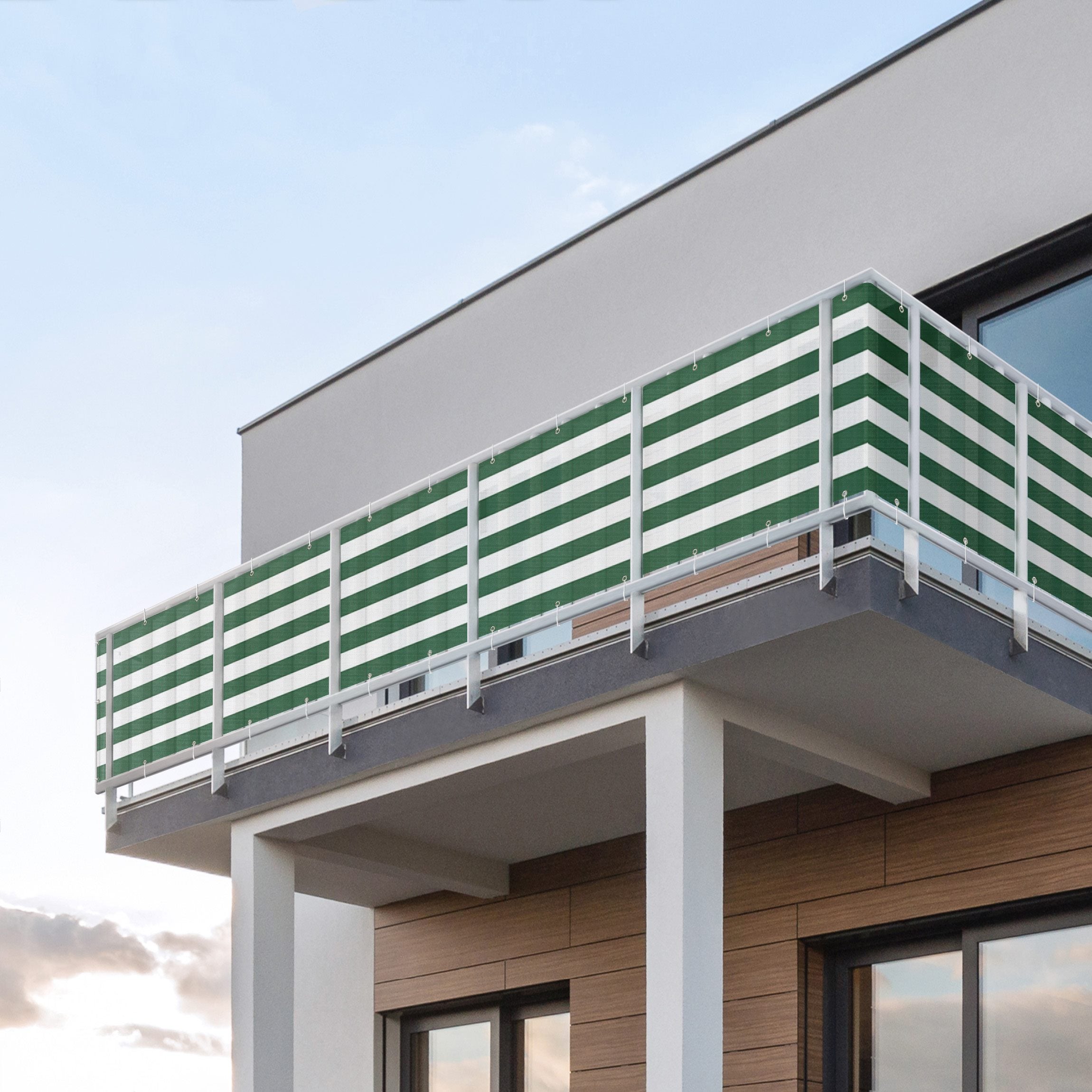 Brise vue brise vent balcon appartement jardin vert H.1,3 x L.1 M avec attaches résistant aux intempéries 270 g/m² mesh 1223 - 3