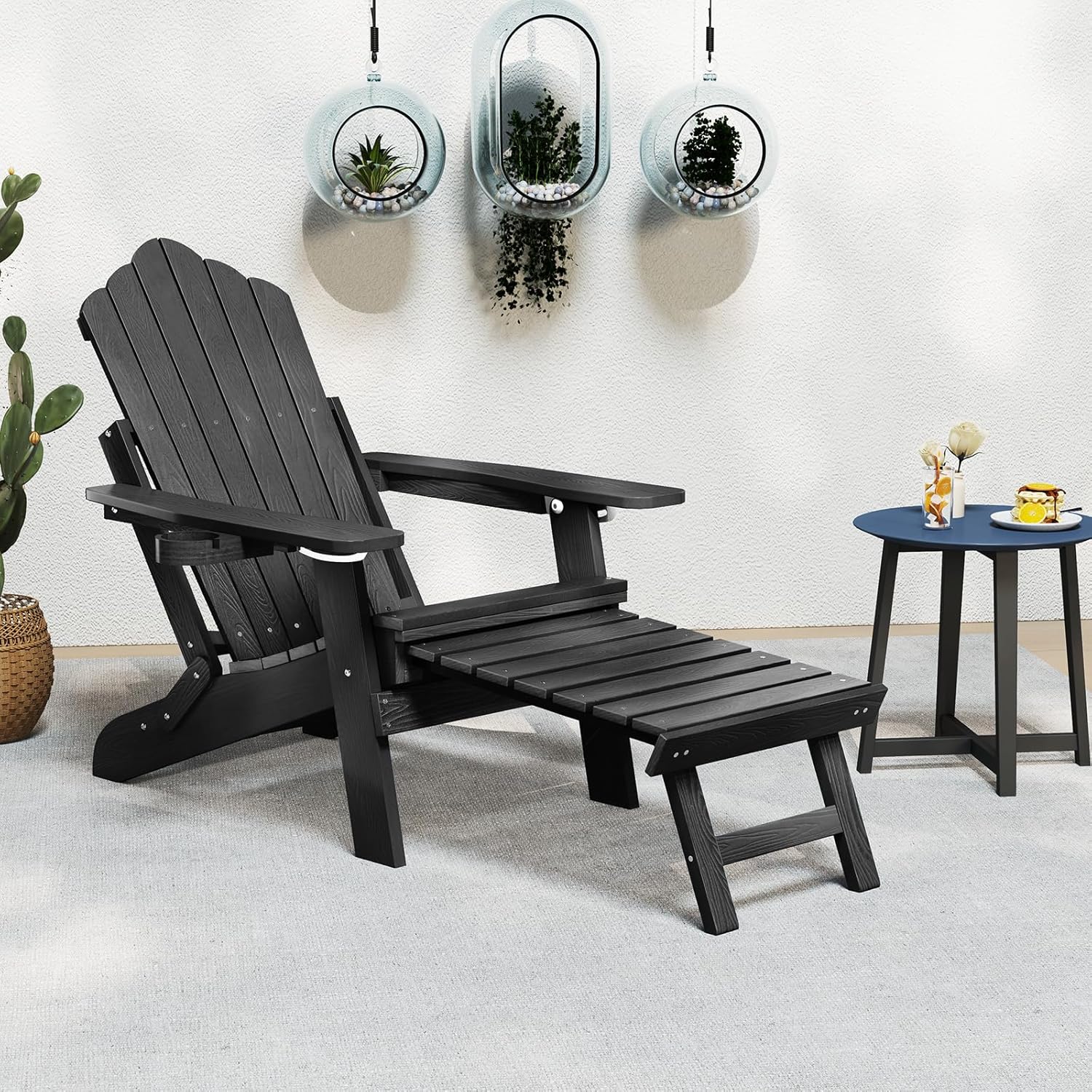 Sedia pieghevole da esterno in plastica e legno Adirondack con portabicchieri, resistente alle intemperie | Mobili da esterno | Guangzhou Sunshine Furniture Co., Ltd