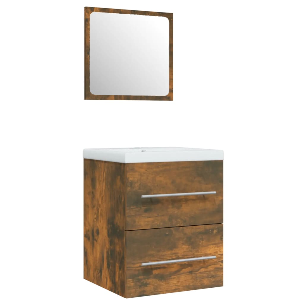 Mobile lavabo con vasca integrata 41 x 385 x 48 cm in legno lamellare marrone 02_0006868 - 2