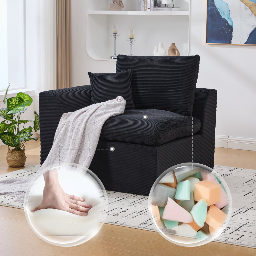 Sofa jednoosobowa, minimalistyczna, miękka tkanina, z poduszkami, styl skandynawski