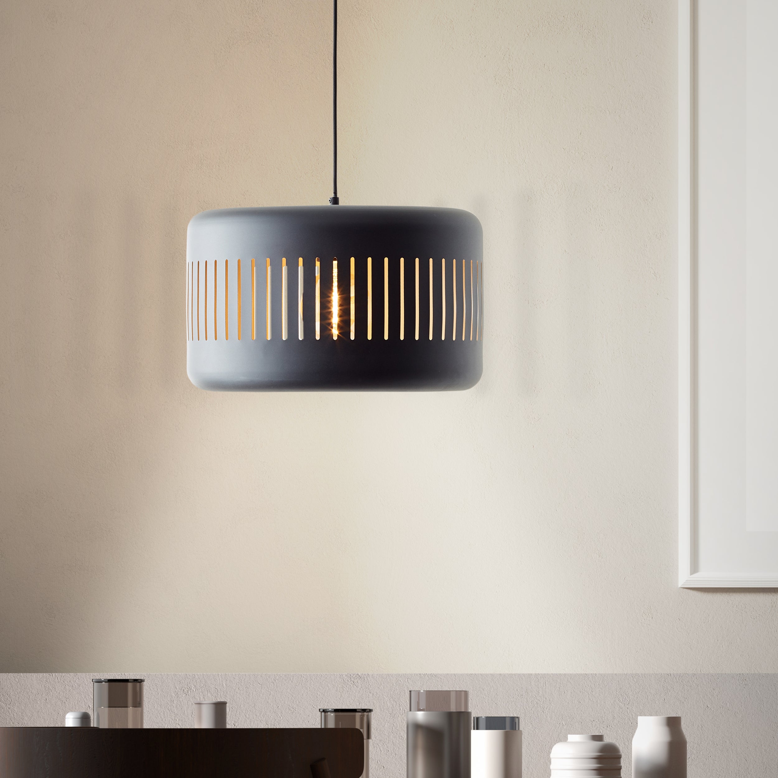 Brilliant lampa wisząca Tyas 1 żarówka czarny/złoty czarny plastik 1x A60, E27, 60 W - 7