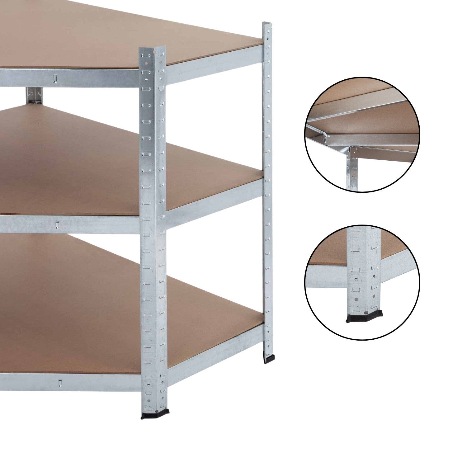 Prateleira Modular de Canto Metálica com 5 Prateleiras 875kg Prata 80x40x180cm Thinia Home - 4