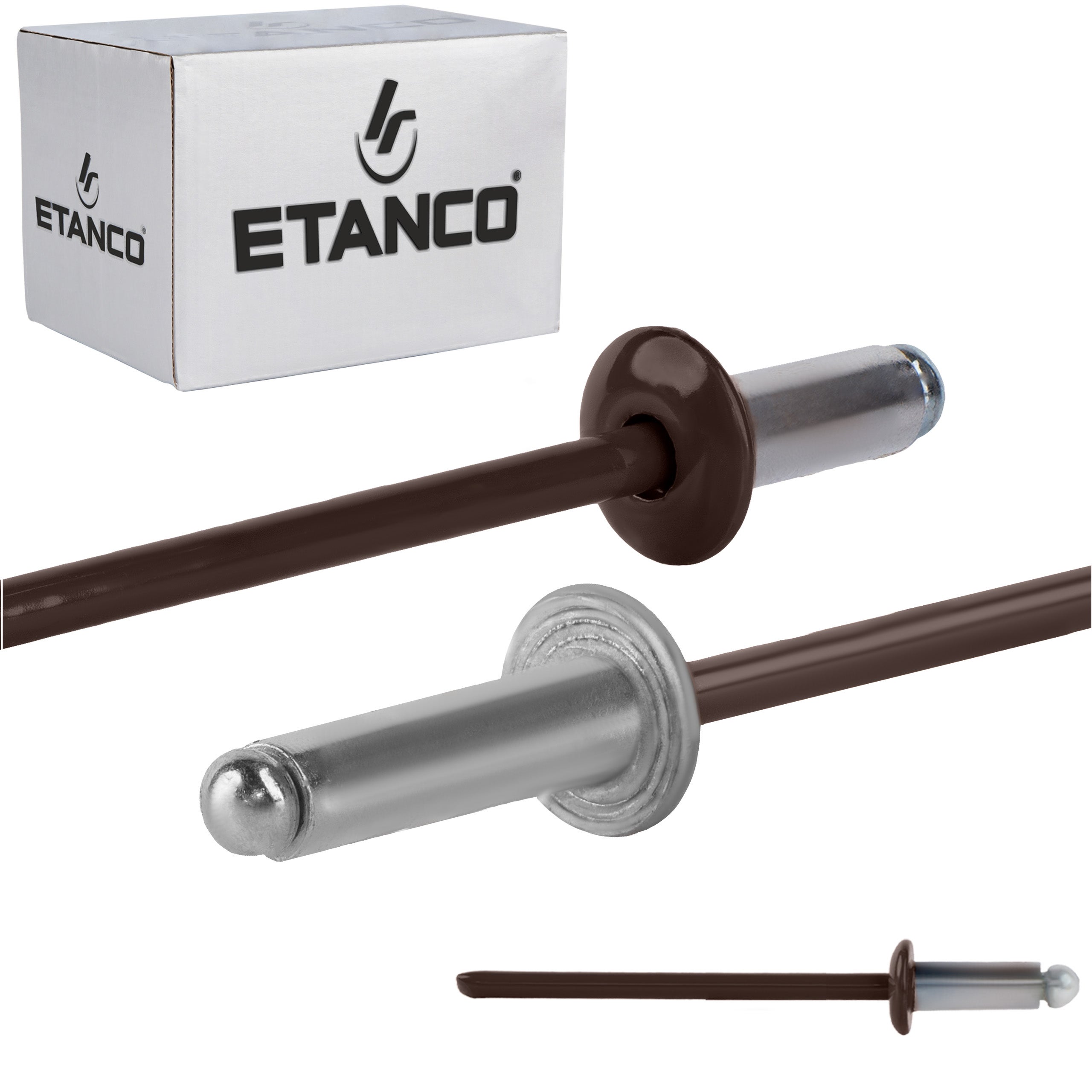 Nity aluminiowe zrywalne Etanco 3,2x8 mm RAL 8017 500szt