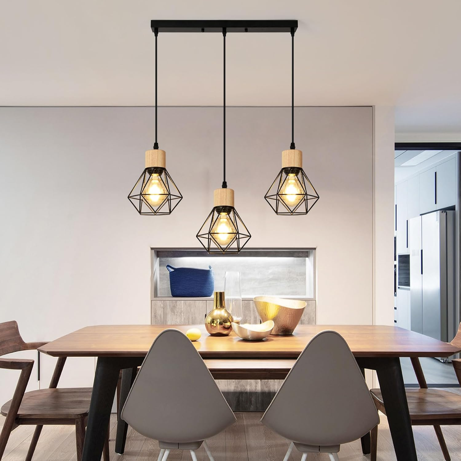 Lustre industriel, plafonnier cage en métal, suspension vintage, lampe suspendue, longueur de corde de suspension réglable (sans ampoule) - 6