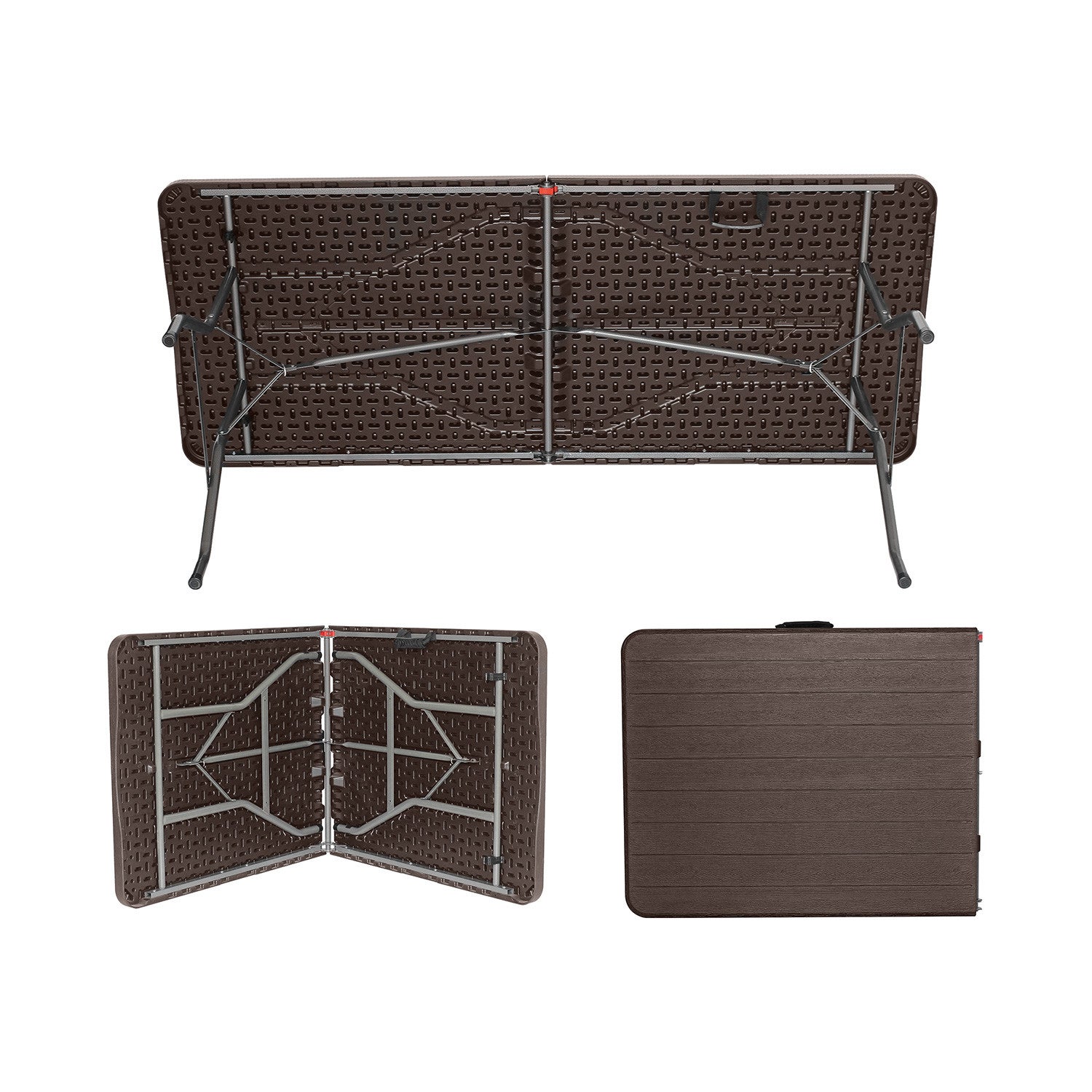 Table pliante rectangulaire effet bois 180x74x70cm 7house - 4
