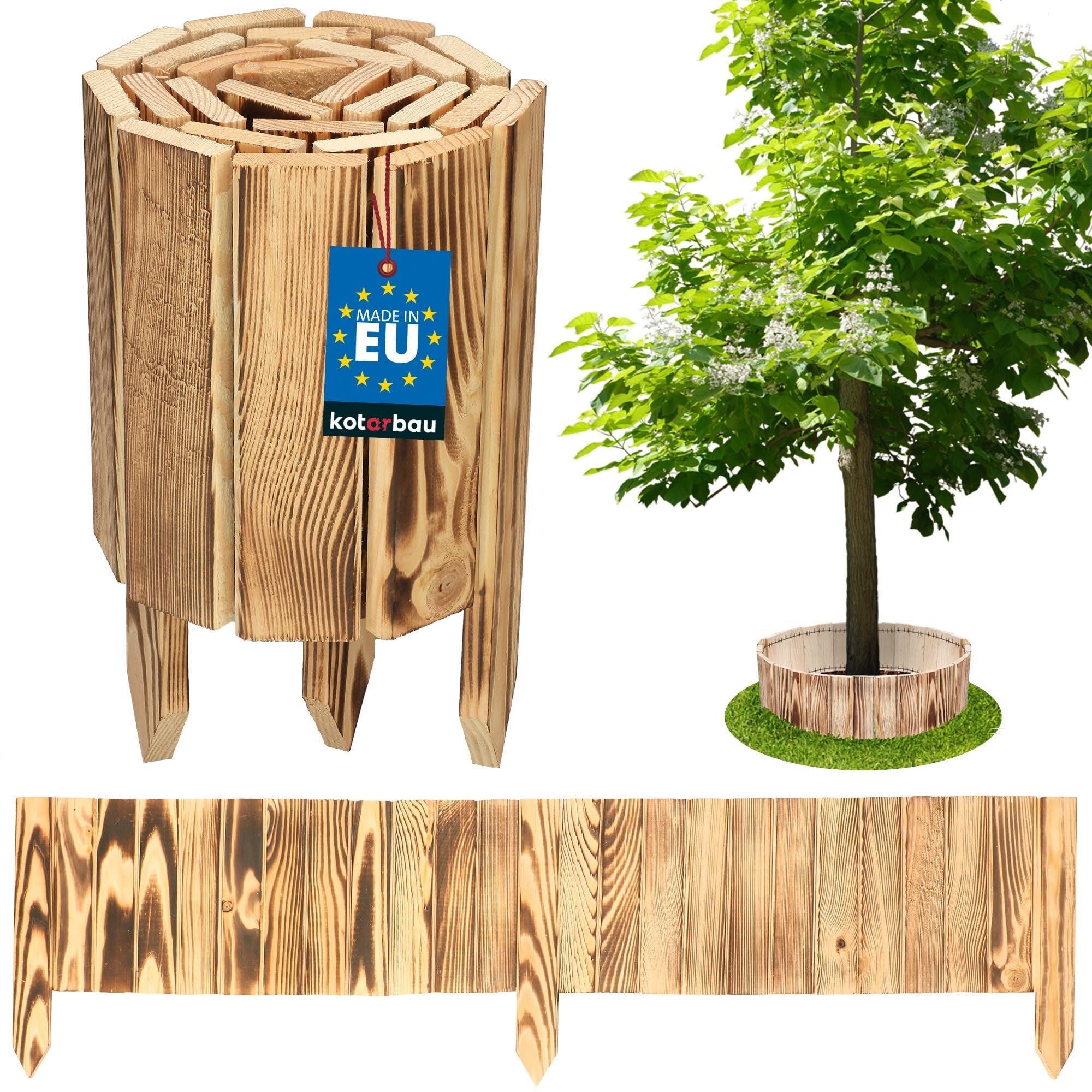 Obrzeże palisada ogrodowa płotek trawnikowy wbijany opalany 20x110 drewno - KOTARBAU