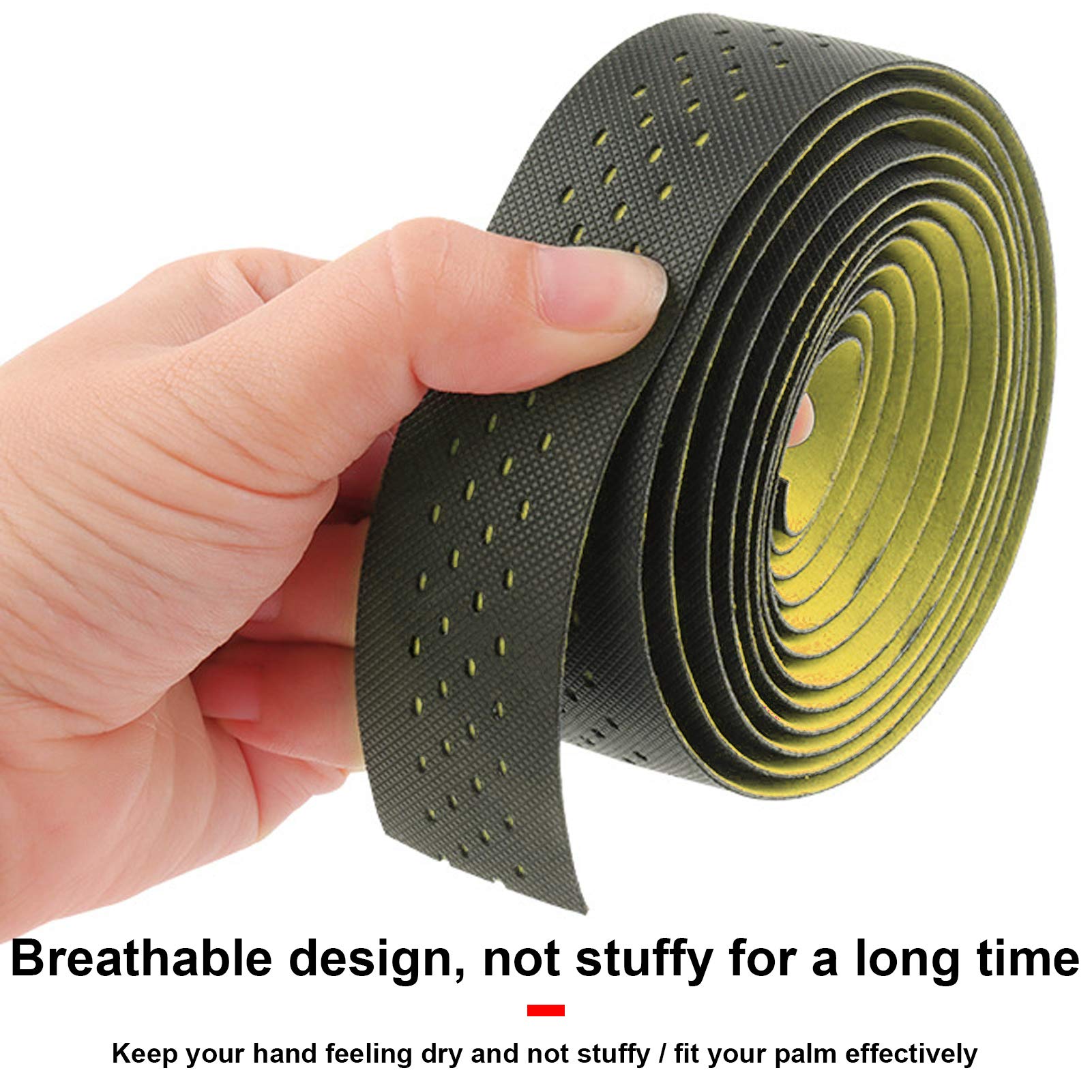 1 paire de rubans de guidon de vélo de route avec texture antidérapante, accessoire de cyclisme (noir et jaune) - 4